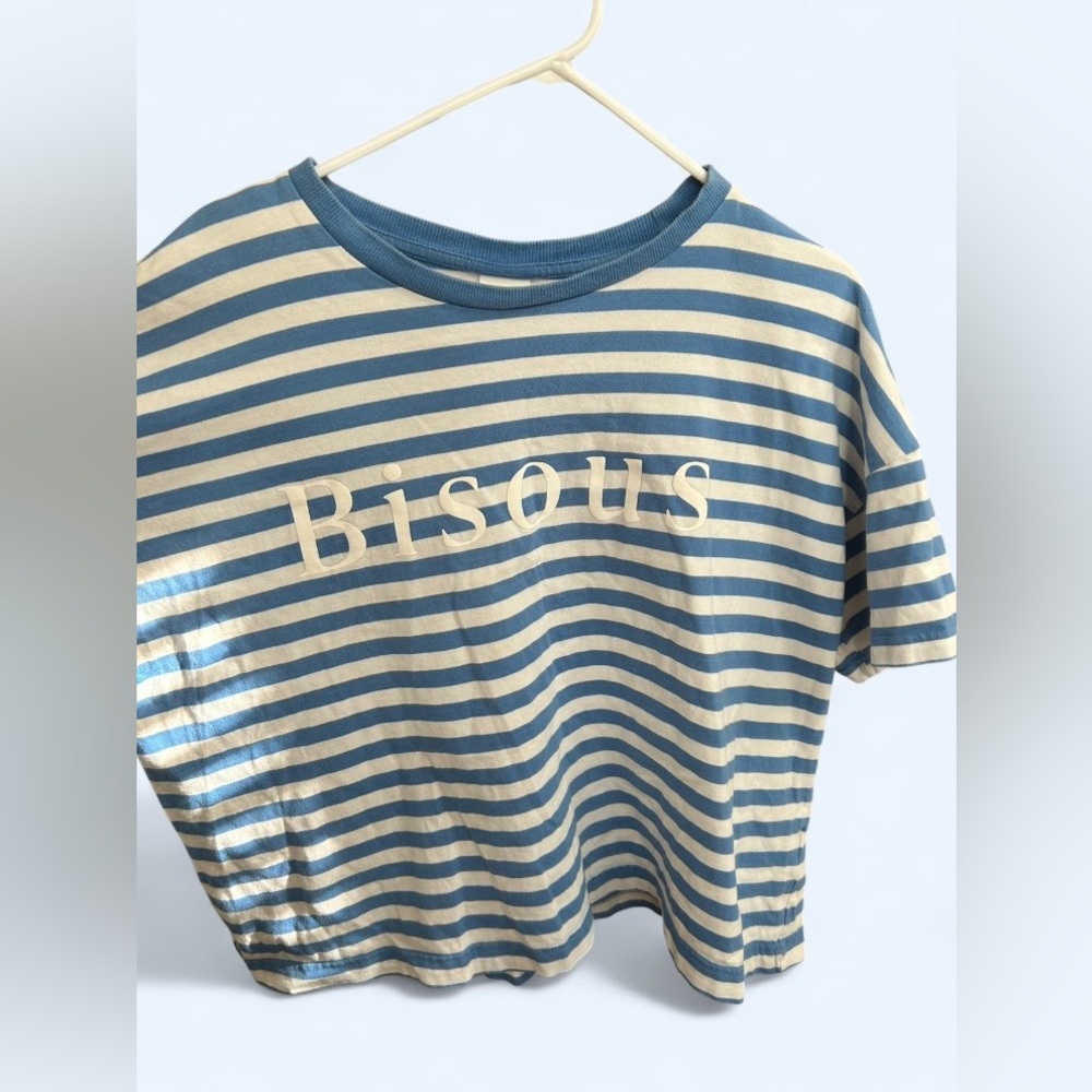 H&M “Bisous” Striped Graphic Tee - Size L
